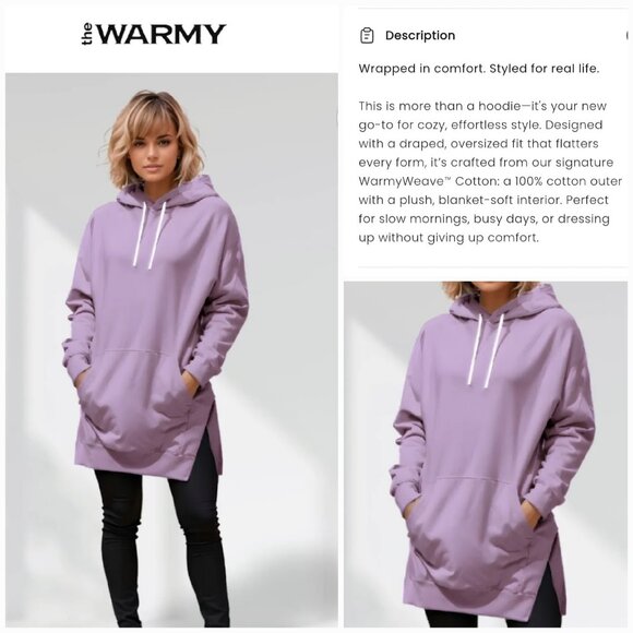 THE WARMY OVERSIZED HOODIE DRESS/SWEATSHIRT 'IRIS LAVENDER' - Picture 4 of 15